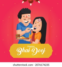 Creative banner design of Indian festival happy bhai dooj template.