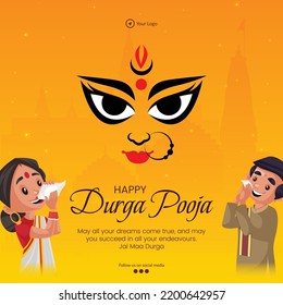 Creative Banner Design Of Indian Festival Happy Durga Pooja Template.