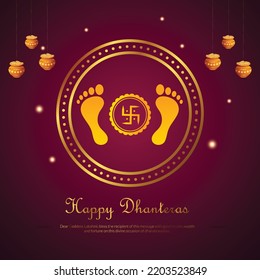 Creative banner design of Indian festival happy Dhanteras template.