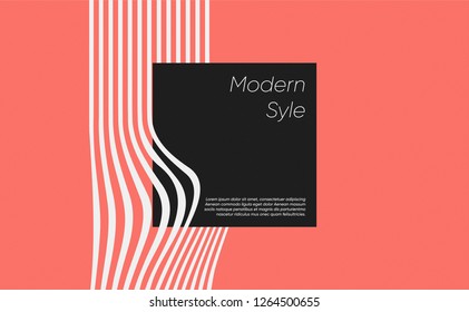 Creative banner design with live coral color background. minimal modern design template with place for text.