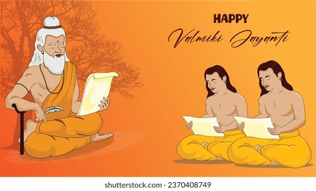 Creative banner design of Maharishi Valmiki Jayanti template.
