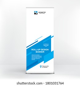 Creative banner design, roll-up stand for advertising and placement of information, template for presentations, conferences, and seminars