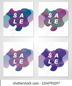 Creative banner design set abstract fluid style colors and shapes. Sale banner. Trendy art for cover, web, page, social, media, greeting card, poster.