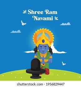 Creative banner design of Shree ram Navami illustration.