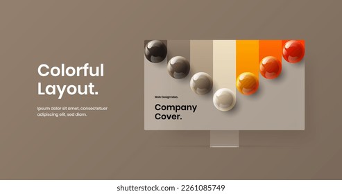 Creative banner design vector layout. Amazing computer monitor mockup presentation concept.