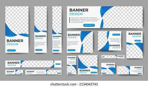 Plantilla web de diseño de banner creativo Set, banner web de cabecera horizontal. Fondo de encabezado de portada azul y blanco de degradado moderno para el sitio web. Banner, volante, tarjeta de invitación para las portadas de medios sociales