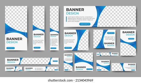 Plantilla web de diseño de banner creativo Set, banner web de cabecera horizontal. Fondo de encabezado de portada azul y blanco de degradado moderno para el sitio web. Banner, volante, tarjeta de invitación para las portadas de medios sociales