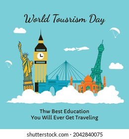 Creative banner design of world tourism day vector illustration.