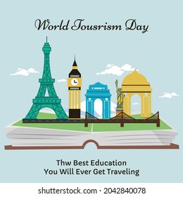 Creative banner design of world tourism day vector illustration.