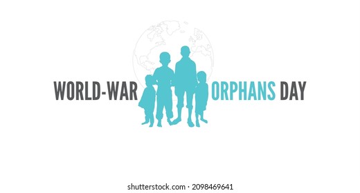 Creative Banner Design for World War Orphans Day. Awareness Campaign for World War Orphans Day. Editable Illustration of Orphan Kids.