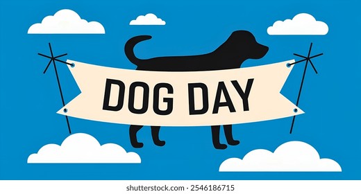 Creative banner of dog theme,minimalistic flat vector illustration with plain background.