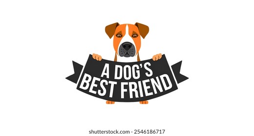 Creative banner of dog theme,minimalistic flat vector illustration with plain background.