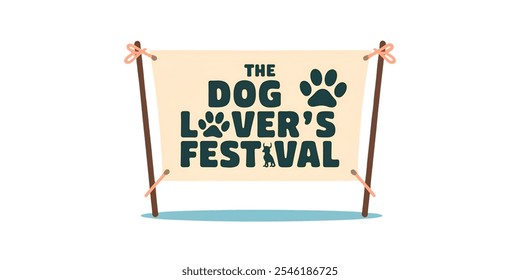 Creative banner of dog theme,minimalistic flat vector illustration with plain background.