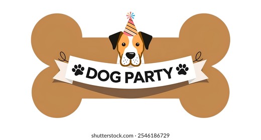 Creative banner of dog theme,minimalistic flat vector illustration with plain background.