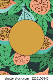 Creative banner with fig  in hand drawn style. For shop, store, cafe and packaging design. Vector illustration