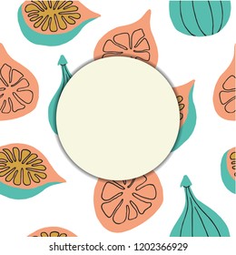 Creative banner with fig pattern in hand drawn style. For shop, store, cafe and packaging design. Vector illustration