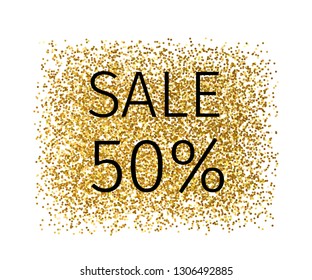 Creative banner of gold particles with  text  Sale 50 percent