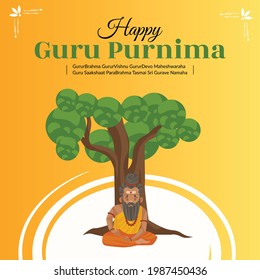 Creative banner illustration for the day of honoring celebration happy Guru Purnima.