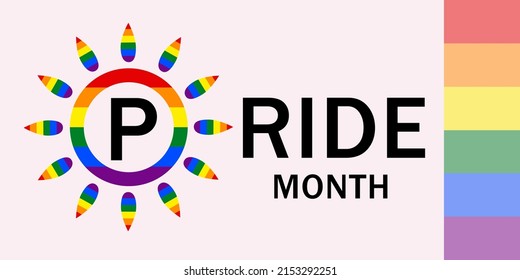 Creative banner for LGBT pride month on the pink background. Vector illustration.