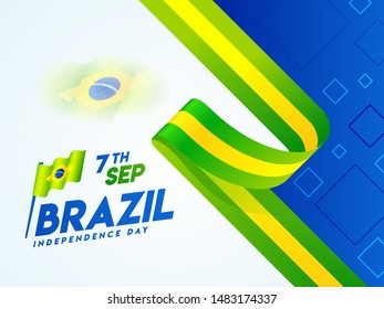 Creative banner or poster design with Brazil National flag for 7th September, Brazil Independence Day celebration concept.