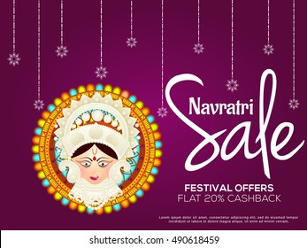 Creative banner or poster for festival of indian festival Navratri celebration,offer background.