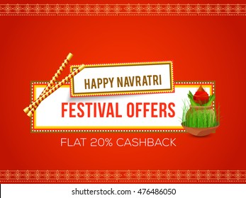 Creative Banner Or Poster For Festival Of  Navratri Offer Background.