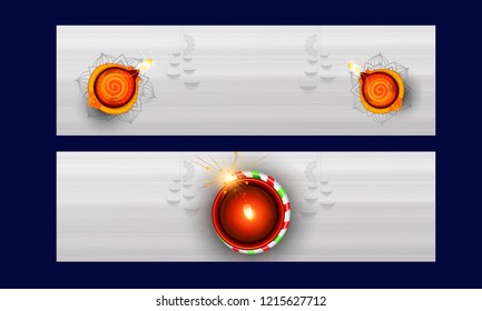 Creative  banner or poster, header for happy Diwali with beautiful  design illustration of shubh diwali . 