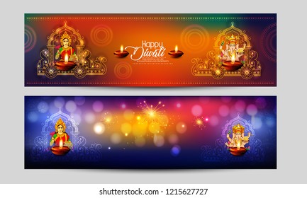 Creative  banner or poster, header for happy Diwali with beautiful  design illustration of shubh diwali . 