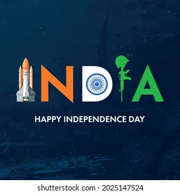 Creative Banner poster for Independence day. celebrating Indian Army and ISRO.
Happy Independence Day