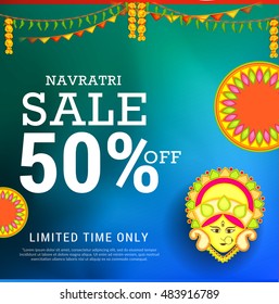 Creative banner or poster of Navratri celebration,grand discount festival offers.