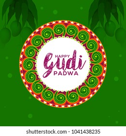 Creative Banner Or Poster of Occasion Gudi Padwa Celebration (Lunar New Year) Background.