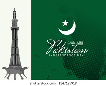 Creative banner or poster for Pakistan Independence Day, 14th of August, with creative design illustration.