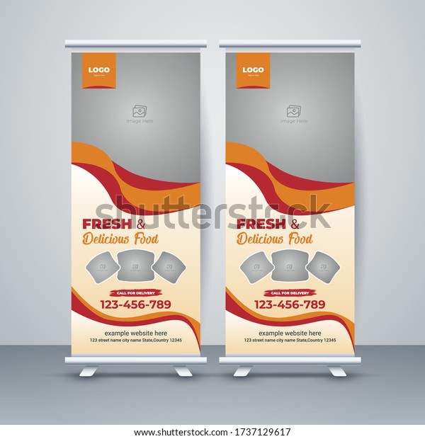 Creative Banner Rollup Design Restaurant Concept Stock Vector Royalty Free