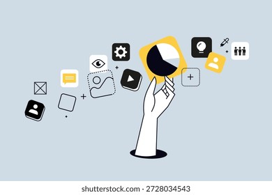 Anuncio creativo de seo. Ilustraciones vectoriales para el Anuncio de Web, Anuncio de redes sociales, presentación de negocios, material de marketing. 