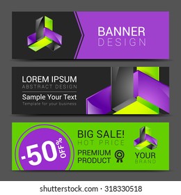 creative banner set with lines logo blank.