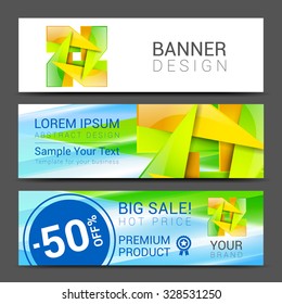 creative banner set with lines logo blank.
