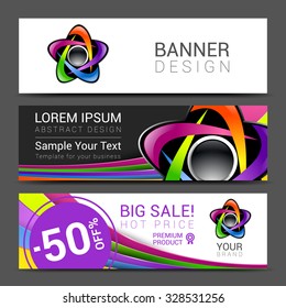 creative banner set with lines logo blank.