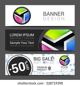 creative banner set with lines logo blank.