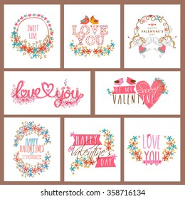 Creative Banner set with typographic collection for Happy Valentine's Day celebration.