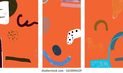 Set von abstrakten Vorlagen, kreativem Design-Hintergrund für die Förderung sozialer Medien. Moderne Texturen für Nabber, Broschüren, Blanken, minimales Branding-Konzept. 