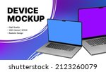 Creative Banner Template with Two Blank Laptop Models. Vector illustration