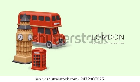 Creative banner with UK symbols. Template with space for text