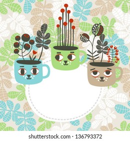 Creative banner with vases. Vector illustration.