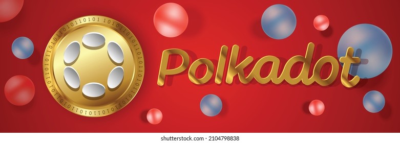 Creative banner vector for block chain based crypto currency Polkadot (DOT) technology logo.