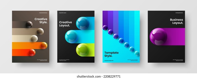Creative banner vector design layout composition. Simple realistic balls placard concept bundle.