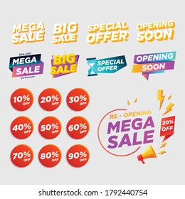 creative banner vector illustration concept discount promotion layout. Mega Sale, Big Sale, Special Offer, Opening soon, discount, megaphone