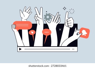 Anuncio creativo de la producción de vídeo. Ilustraciones vectoriales para el Anuncio de Web, Anuncio de redes sociales, presentación de negocios, material de marketing. 