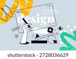 Creative banner of website and app design. Vector illustrations for web banner, social media banner, business presentation, marketing material. 