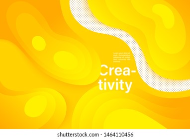 Creative banner with yellow fluid elements and patterns. Vector illustration for web, landing page, social media, ad, cover.