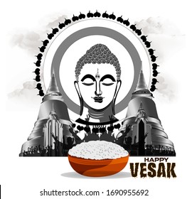 creative banner,poster for Vesak Day or Buddha Purnima with nice and creative design illustration.